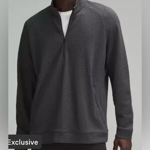 NWT Men’s Lululemon textured double knit cotton half zip Sz XL heathered black